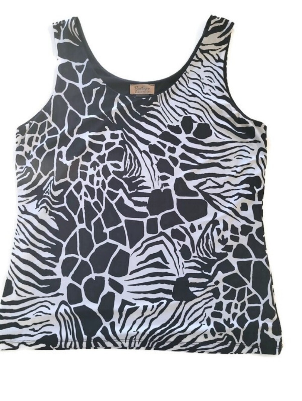 Boutique Essentials Black & White Mixed Animal Print Tank